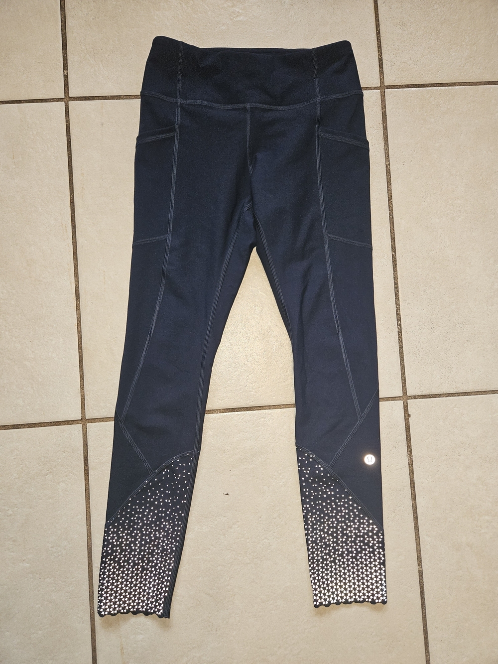 lululemon athletica Navy Leggings with Reflective Dot Detail